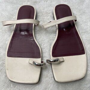 STAUD White and Burgundy Sandals